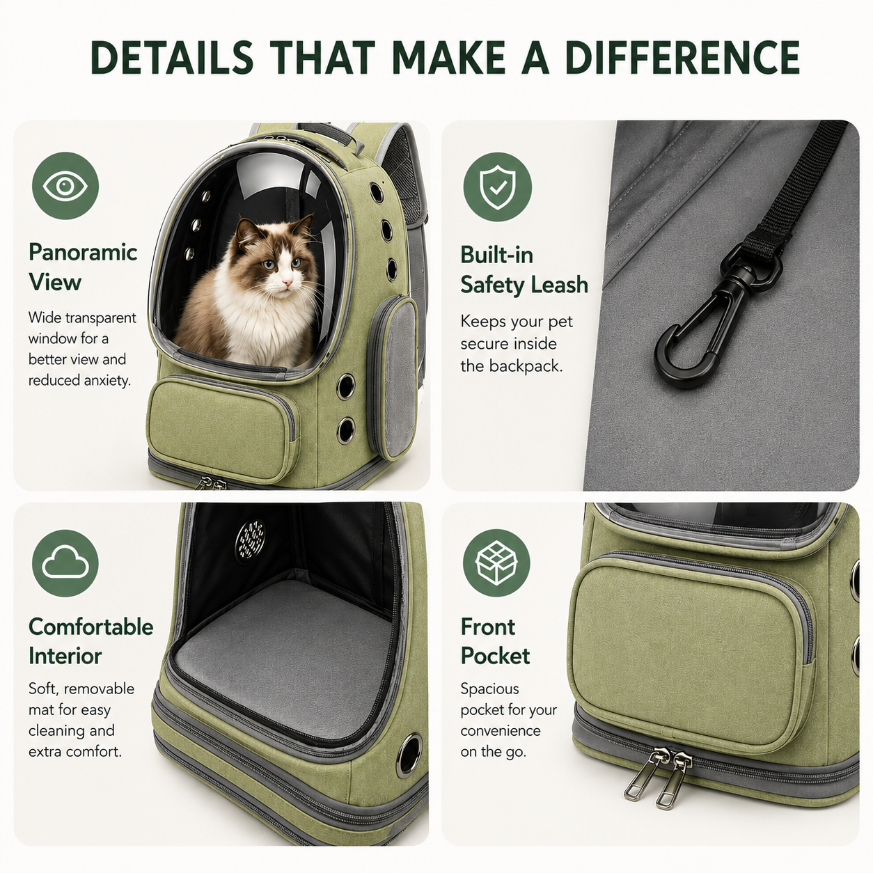 Panoramic View Pet Carrier Backpack | Hands Free Travel for Cats & Small Dogs