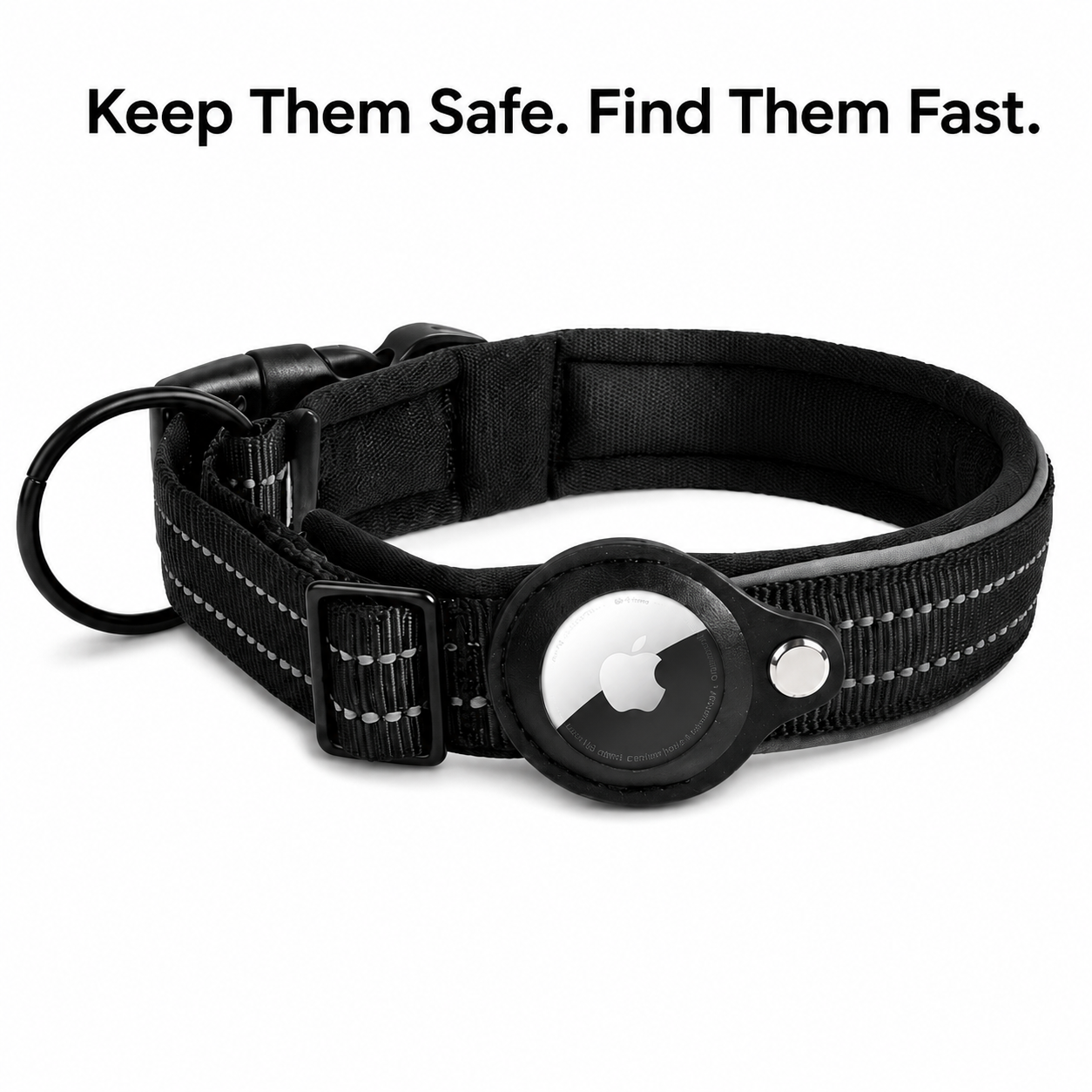 AirTag Tracking Dog Collar — Padded, Reflective, Find My Ready