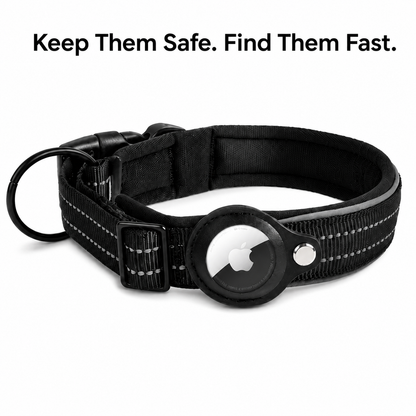 AirTag Tracking Dog Collar — Padded, Reflective, Find My Ready