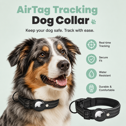 AirTag Tracking Dog Collar — Padded, Reflective, Find My Ready