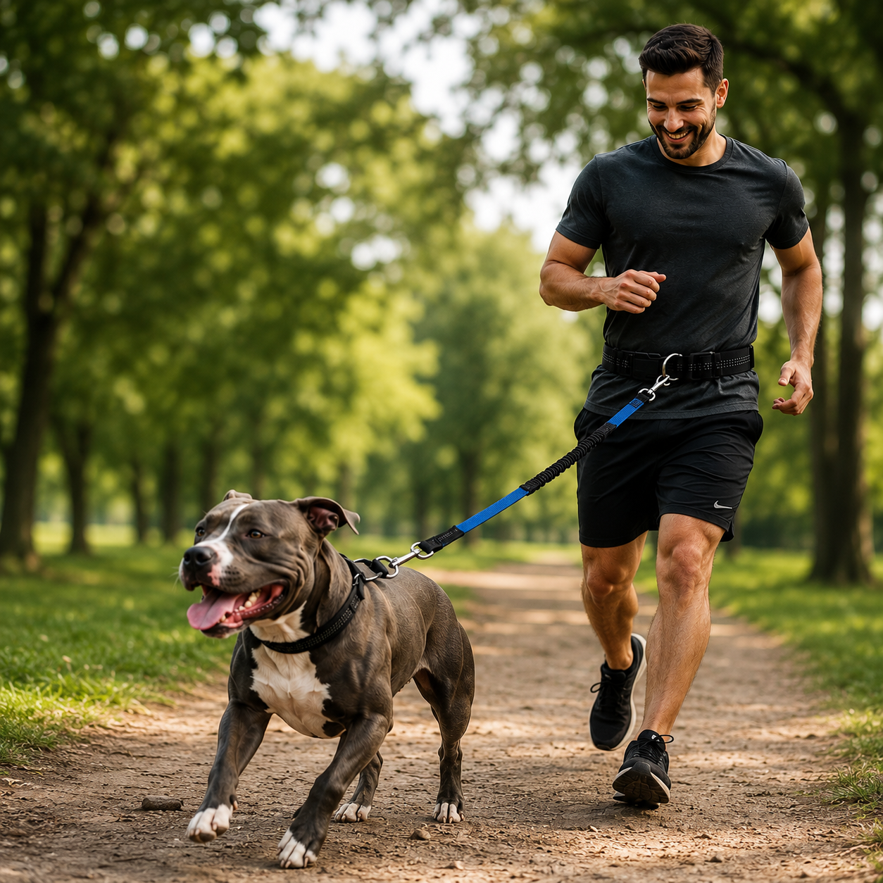 Hands-Free Bungee Dog Leash with Adjustable Waist Belt