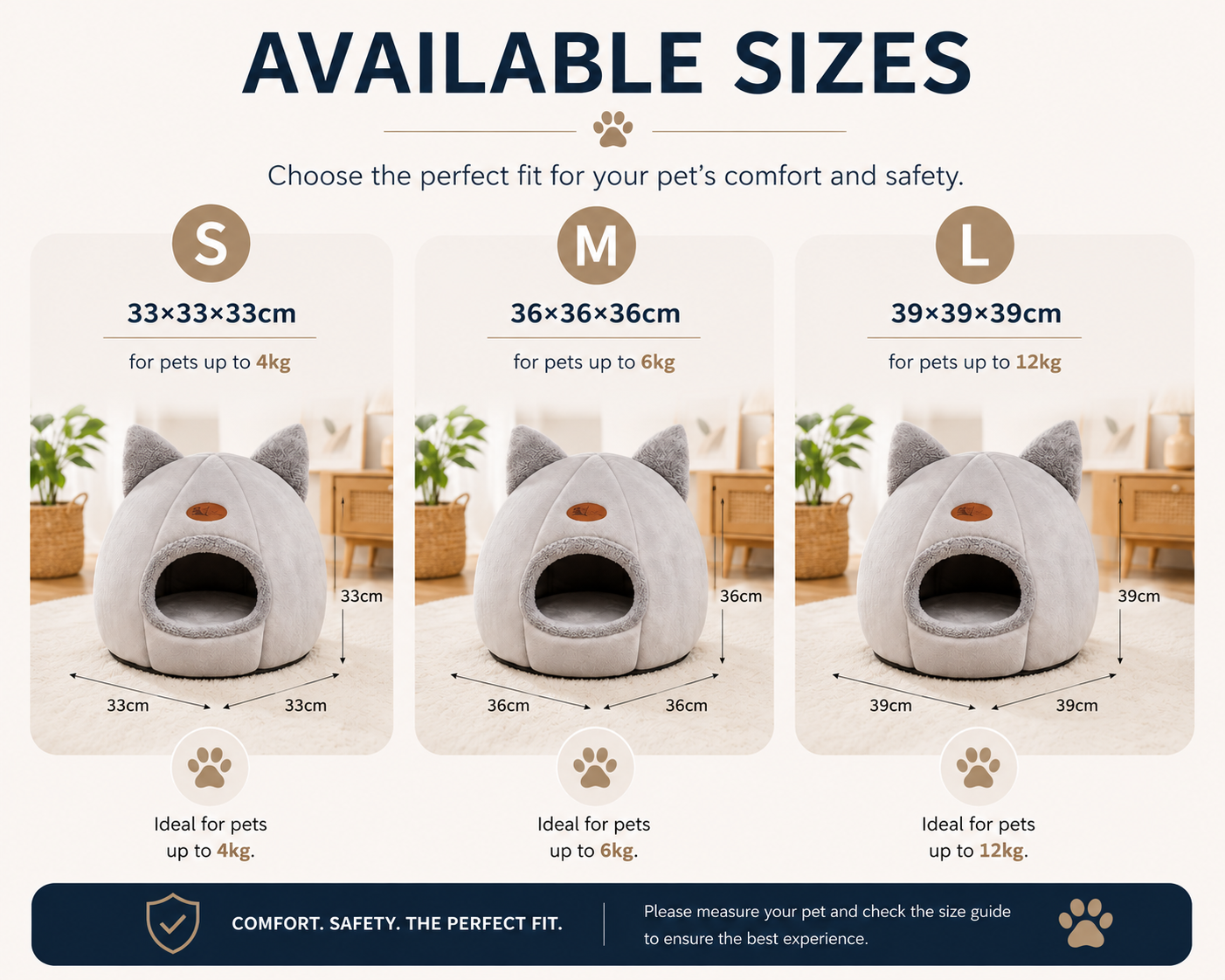 Cosy Cave Pet Bed – Calming Nest for Cats & Small Dogs