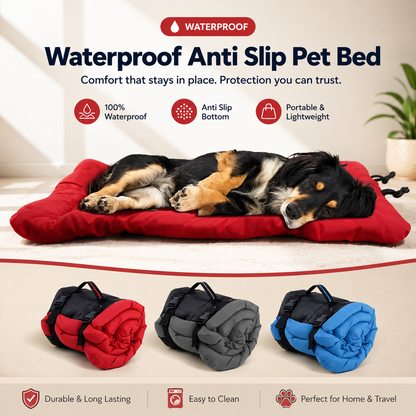 Portable Waterproof Pet Bed – Roll-Up Travel Mat with Carry Handle
