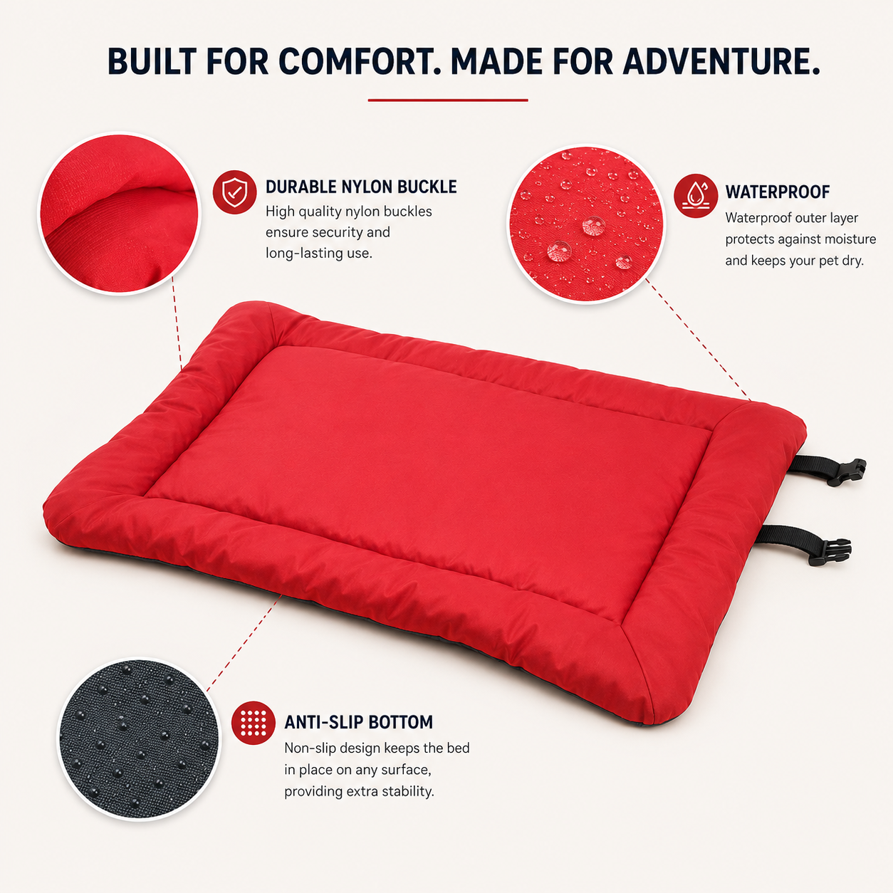 Portable Waterproof Pet Bed – Roll-Up Travel Mat with Carry Handle