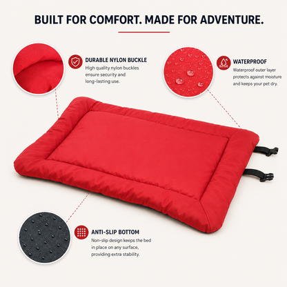 Portable Waterproof Pet Bed – Roll-Up Travel Mat with Carry Handle