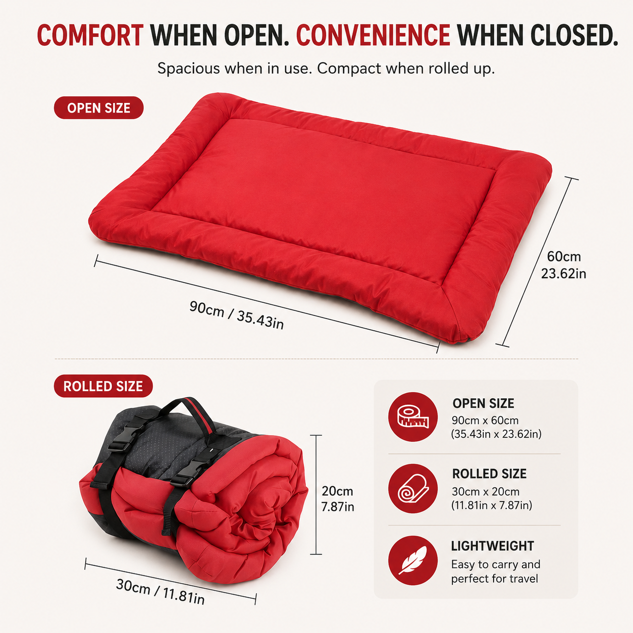 Portable Waterproof Pet Bed – Roll-Up Travel Mat with Carry Handle