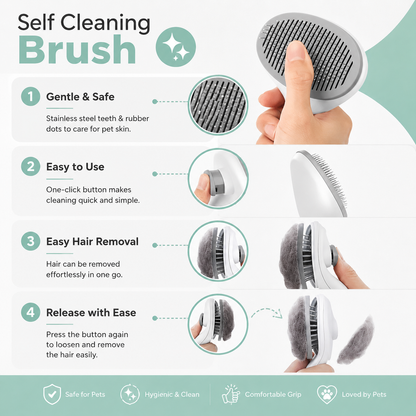 Self-Cleaning Pet Grooming Brush – Deshedding & Dematting Comb for Dogs & Cats