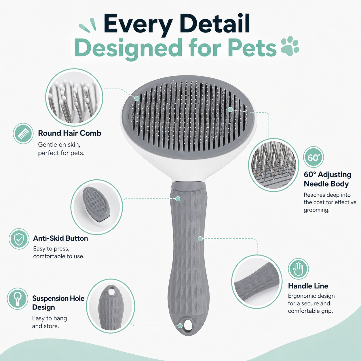 Self-Cleaning Pet Grooming Brush – Deshedding & Dematting Comb for Dogs & Cats