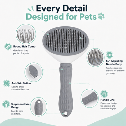 Self-Cleaning Pet Grooming Brush – Deshedding & Dematting Comb for Dogs & Cats