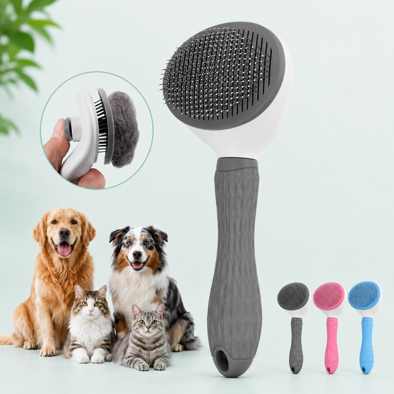 Self-Cleaning Pet Grooming Brush – Deshedding & Dematting Comb for Dogs & Cats