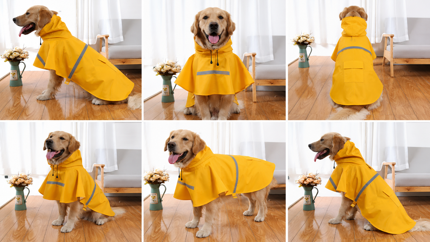 Waterproof Dog Raincoat with Reflective Hood