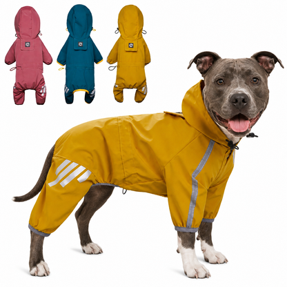 Waterproof Dog Rain Suit with Reflective Full-Body Coverage