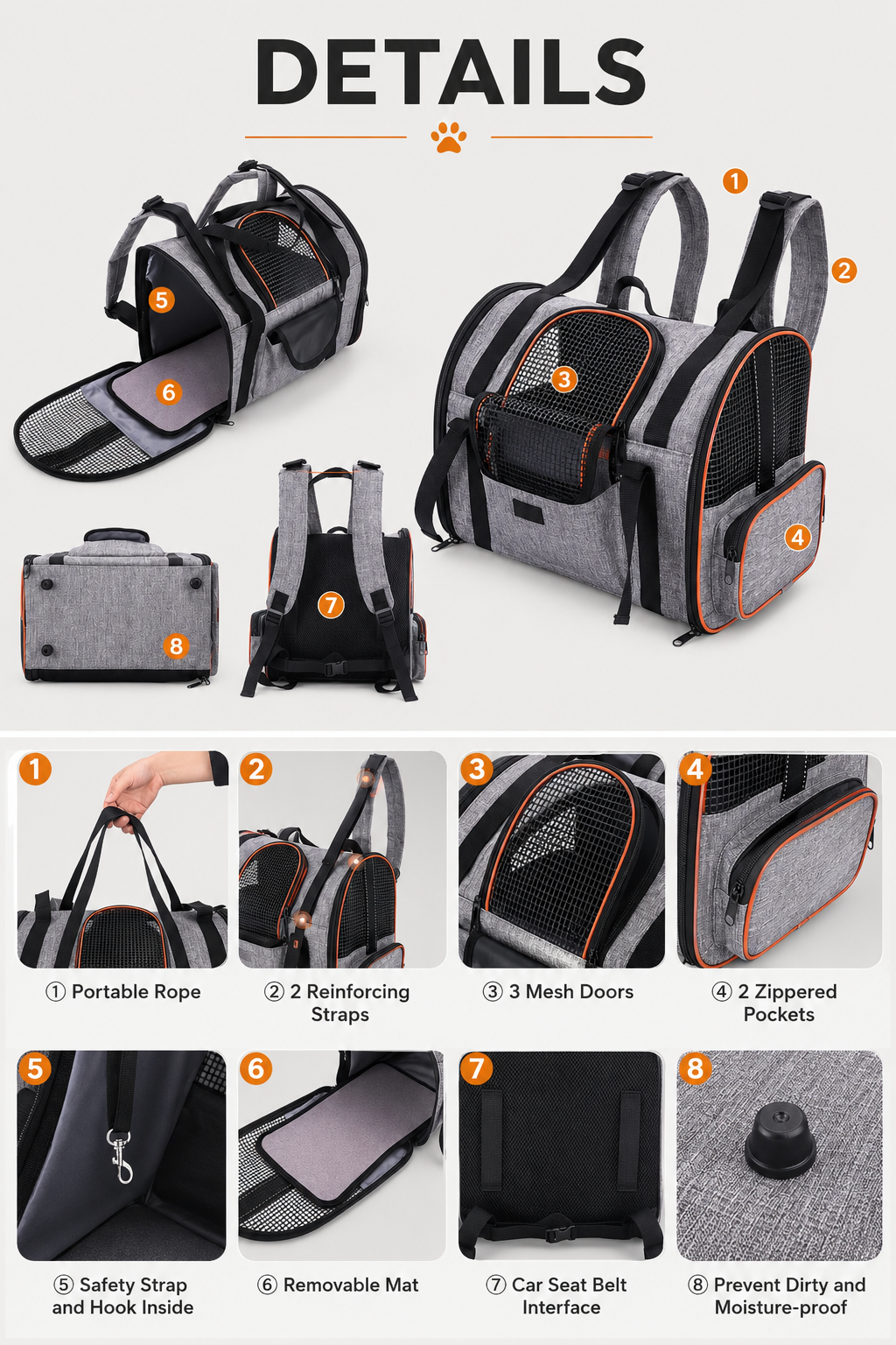3-in-1 Cat Carrier Backpack for Travel & Car Rides