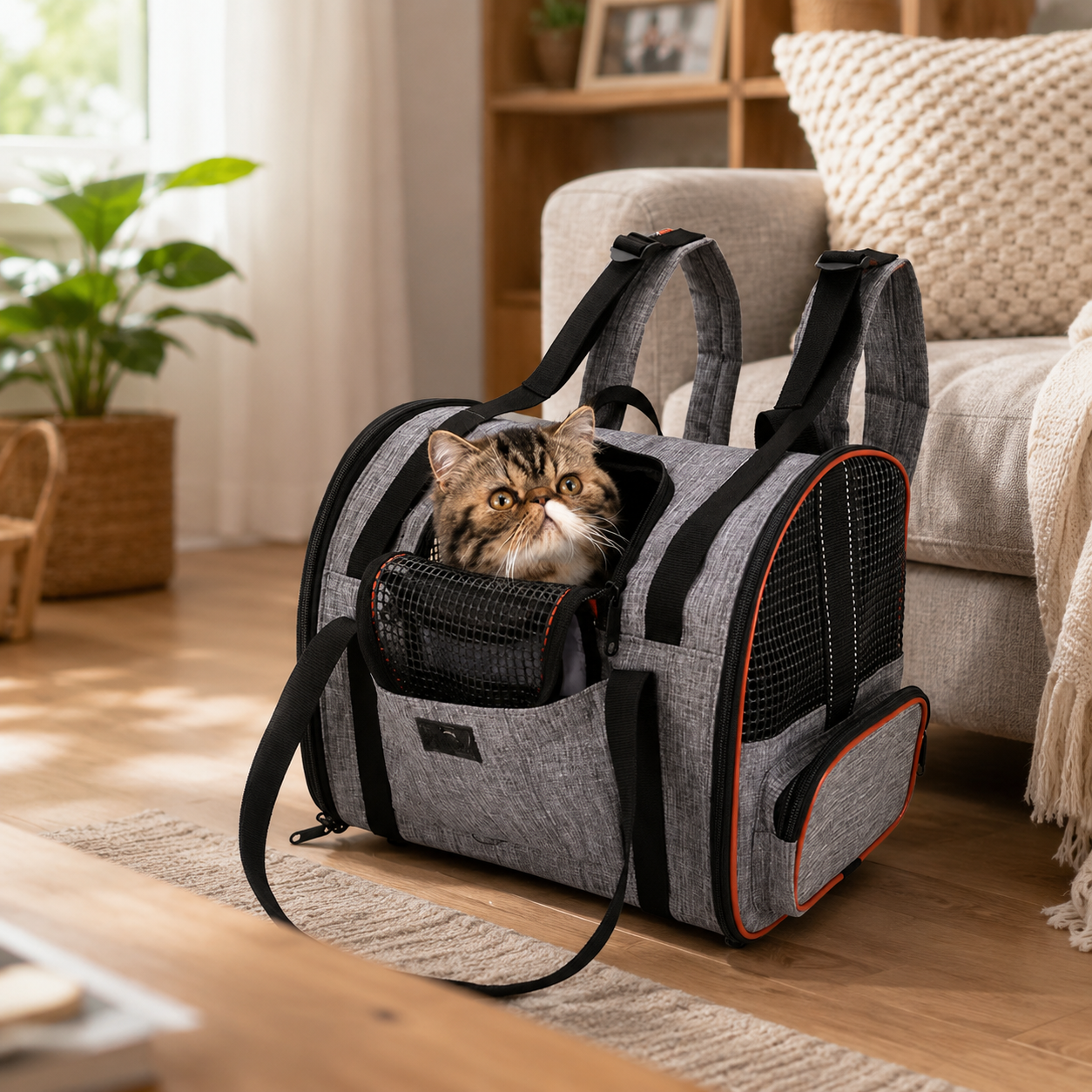3-in-1 Cat Carrier Backpack for Travel & Car Rides