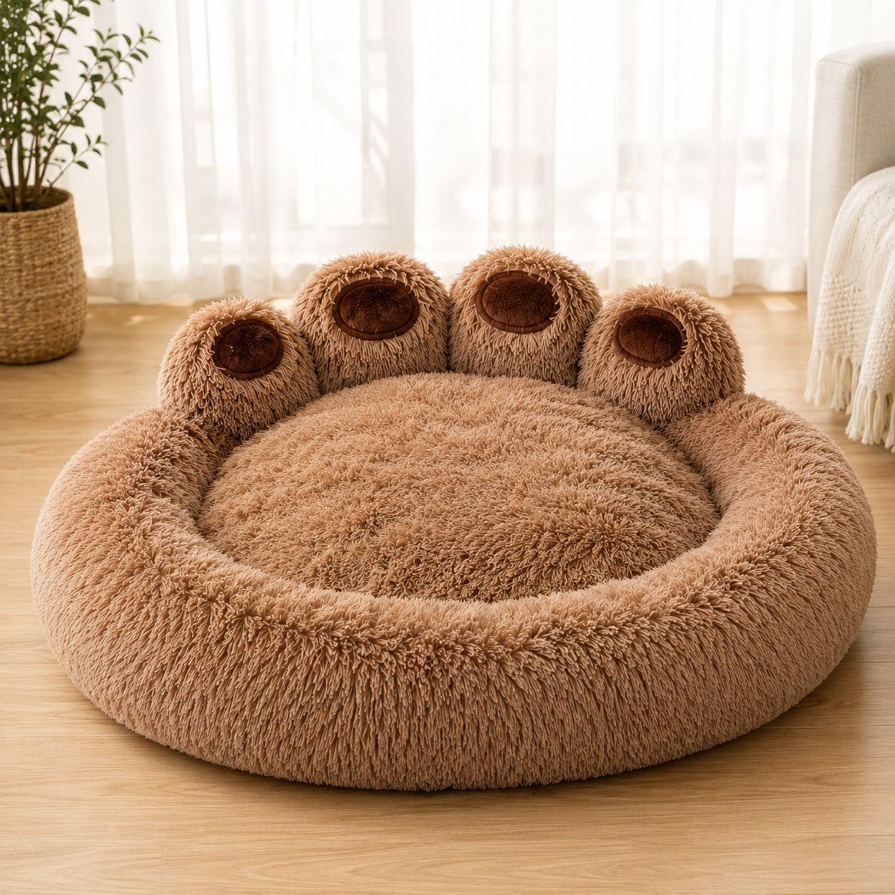 PawHug Calming Dog Bed – Raised Bolster Paw Bed
