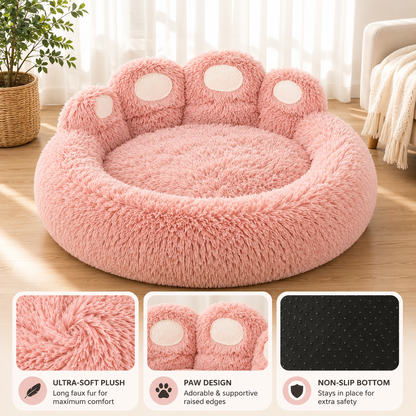 PawHug Calming Dog Bed – Raised Bolster Paw Bed