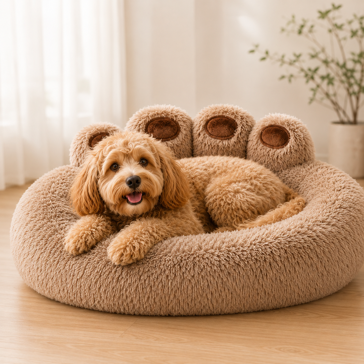 PawHug Calming Dog Bed – Raised Bolster Paw Bed