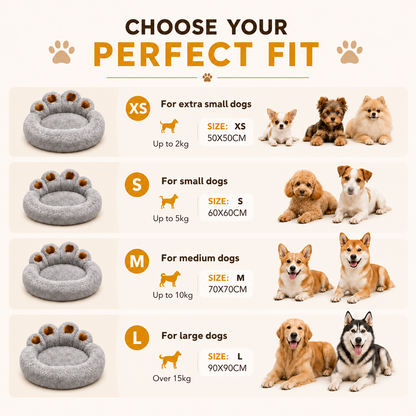 PawHug Calming Dog Bed – Raised Bolster Paw Bed