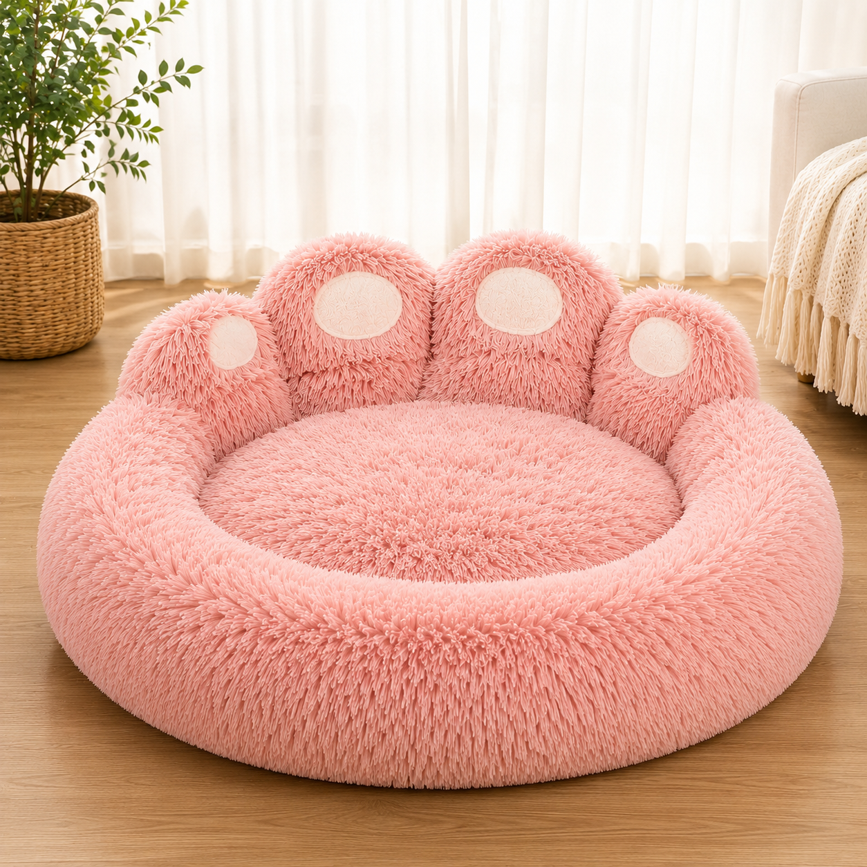 PawHug Calming Dog Bed – Raised Bolster Paw Bed