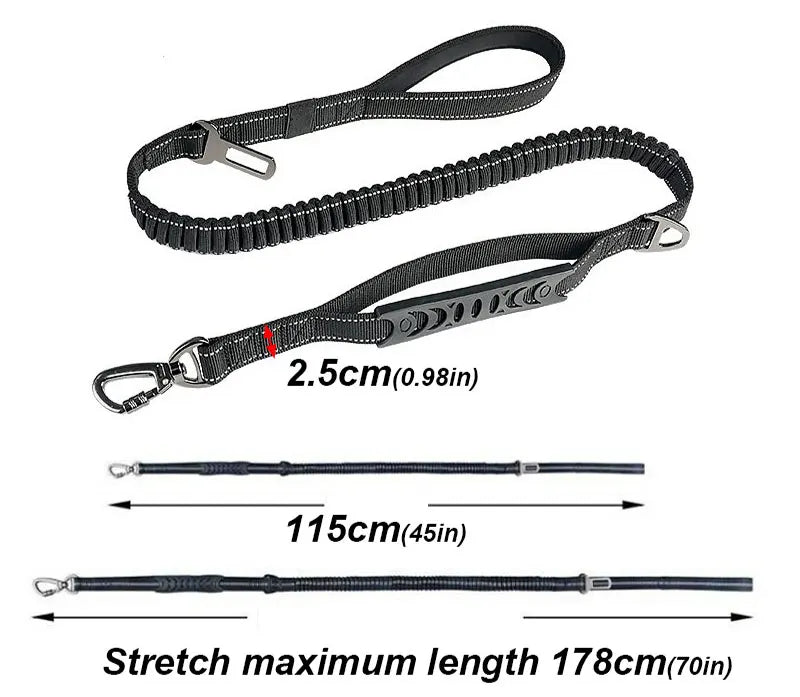 Tactical Retractable Dog Lead with Reflective Trim