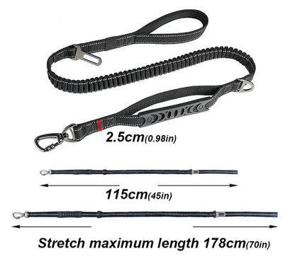 Tactical Retractable Dog Lead with Reflective Trim
