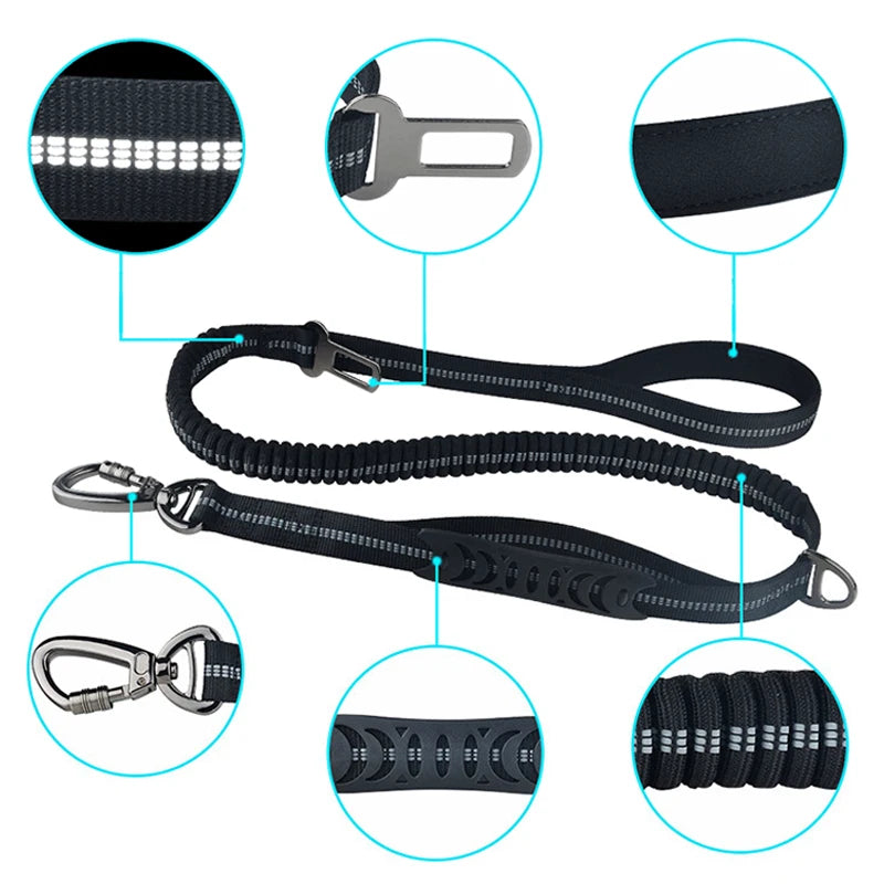 Tactical Retractable Dog Lead with Reflective Trim
