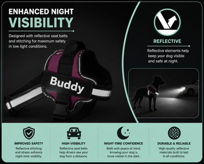 Personalised No-Pull Dog Harness with Reflective Safety Chest Strap and ID Patch
