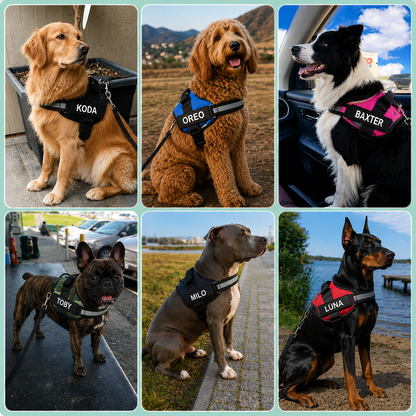 Personalised No-Pull Dog Harness with Reflective Safety Chest Strap and ID Patch