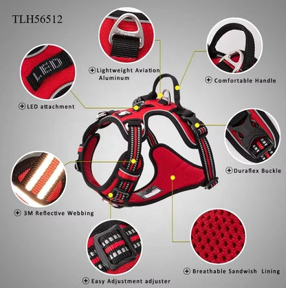 Reflective Dog Harness with Breathable Mesh & Aluminium D-Ring