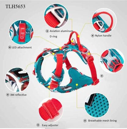 Padded Dog Harness with Reflective Mesh & Aluminium D-Ring
