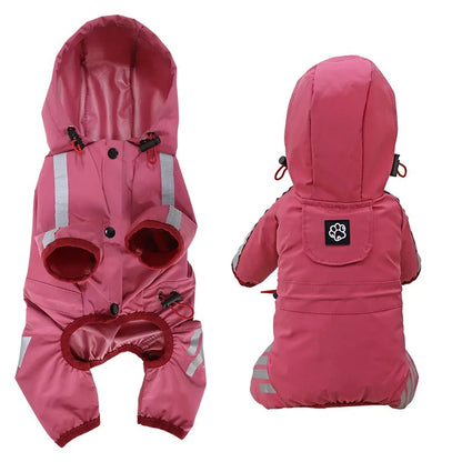 Waterproof Dog Rain Suit with Reflective Full-Body Coverage